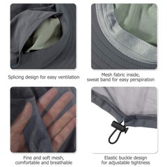 Mosquito Head Net Safari Hat UV Protection Bug Netting Boonie Hats for Men Women
