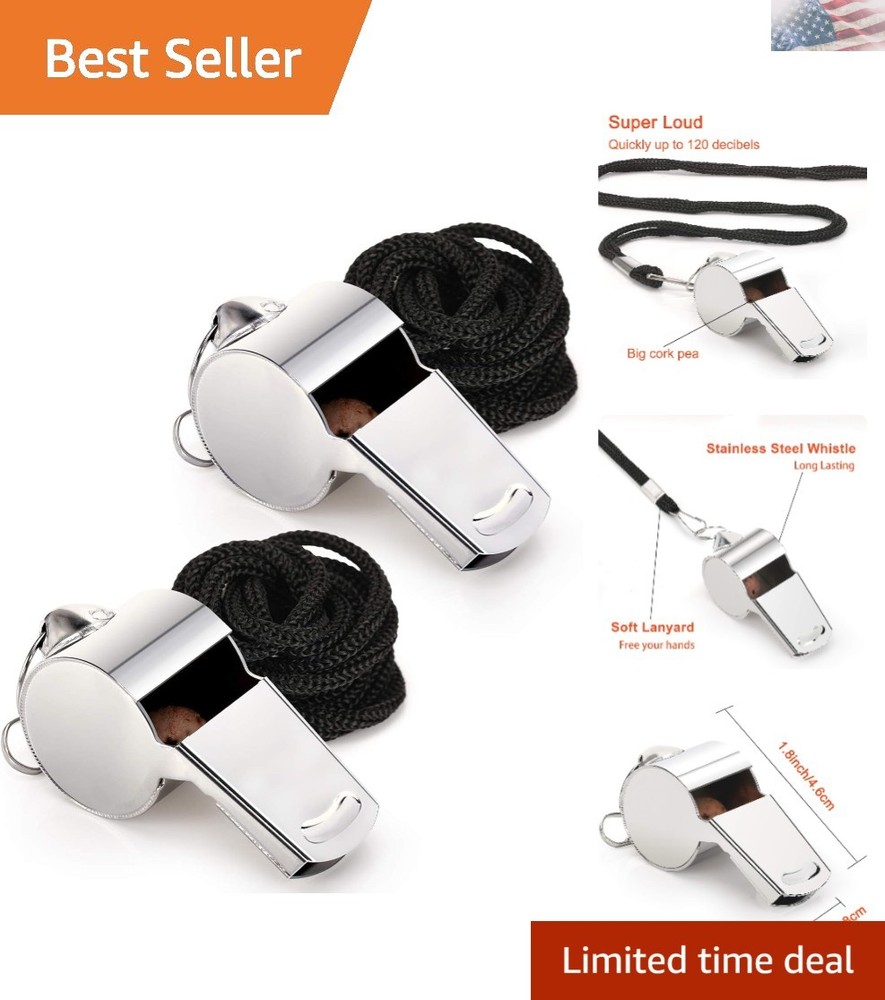 Durable Stainless Steel Whistle with Lanyard – Ideal for Referees & Emergencies