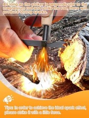 Fire Starter Survival Tool, Fire Starter Kit Includes Magnesium Rod, Steel