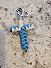 Paracord Cross And Keychain Set In Turquoise And White