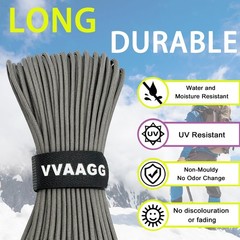 VVAAGG 1000 Paracord Rope 200FT, 4mm Utility Parachute Cord Heavy Gray