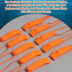 100 Pack Emergency Whistles with Lanyard Safety Whistles Loud Blast Emergency