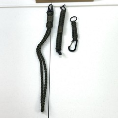 Paracord 3 Pieces Lanyard, Key Ring, Bracelet Dark Green With USA Flag