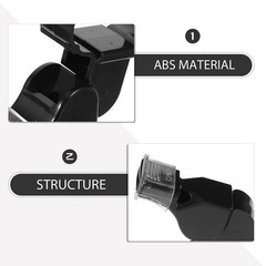 4Pcs ABS Loud Dual Tone Whistles for Coaches Referees with Finger Ring Black