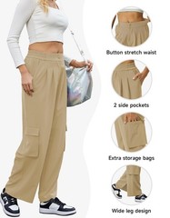 TOPYOGAS Women’s Waterproof Rain Pants – Lightweight Windproof X-Small, Khaki