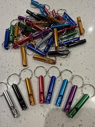 50 PCS Emergency Survival Whistles Aluminum Keychain for Hiking Boating Camp New