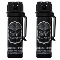 2 POLICE MAGNUM Pepper Spray 3oz Flip Top Stream Belt Clip Tactical Self Defense