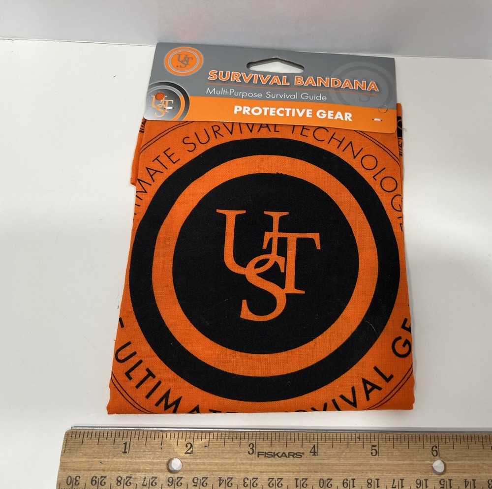 UST Bright Orange Bandana Survival Tips Hunter’s, Camping, Hiking, Emergency New
