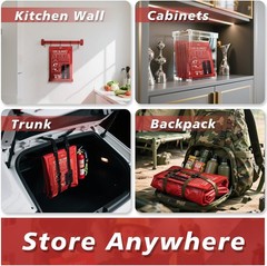 40″x40″ Fire Blanket for Home/Kitchen, Quick-Pull, No Mess