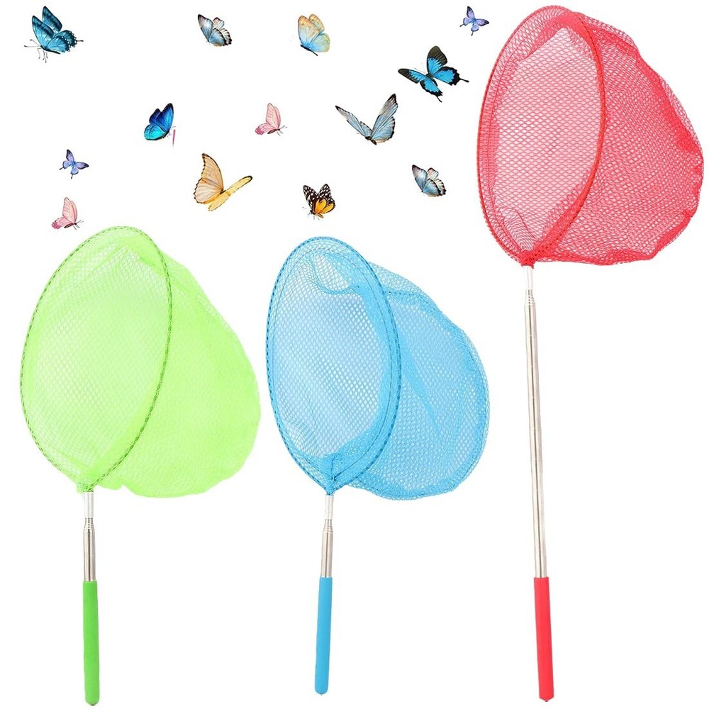 3 Pack Telescopic Fishing Net Pond Net Extendable Butterfly Net for Child…