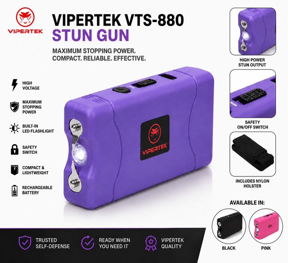 VIPERTEK Stun Gun Self Defense Rechargeable – VTS-880