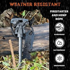 4″ Ferro Rod Fire Starter Kit Emergency Survival Kits Camping Hiking Hemp Rope