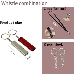 2 Pack Emergency Whistles Double Tube with Keychain for Outdoor Camping Hiking