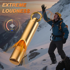 Brass Emergency Whistles 2 Pack with Tangle-Free Lanyard – Pealess Safety Whistl