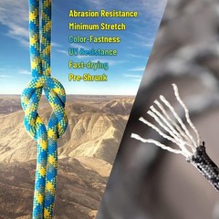 HERCULES Type III Paracord 550 Paracord Rope Parachute Cord, 50′ Black
