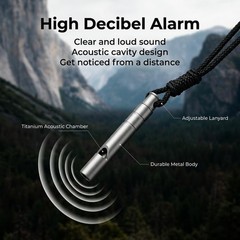 Titanium Emergency Whistle, 120dB Loud Pealess Signal Whistle with Lanyard and