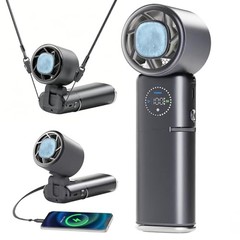 9000mAh Portable Handheld Fan, Rechargeable Travel Fan as Power Bank, Dark Grey