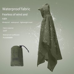 Adult Multipurpose Raincoat with Hood Waterproof PU Coating for Fishing Camping