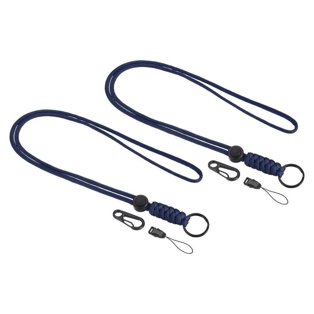 2pcs 20″ Paracord Lanyard Necklace Keyring Cord Clasp Strap Badge Holder, Blue