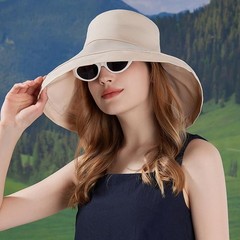 Summer Sun Bucket Hats for Women Wide Brim Packable Beach Hat Medium, Beige