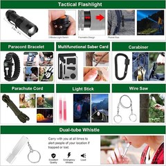All-in-One 142-Piece Survival Tools & First Aid Kit – Ideal for Camping & Hiking