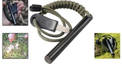 4″ Survival Ferro Rod Drilled Flint Fire Starter and Striker Kit-Ferrocerium …