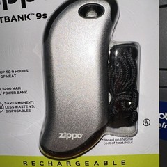 Zippo Heatbank 9s Rechargeable Hand Warmer & Powerbank silver Factory Sealed