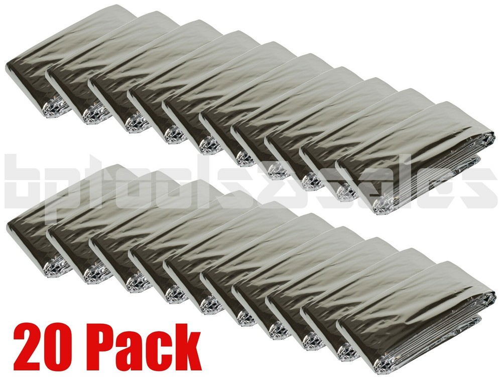 20 Pack Emergency Solar Blanket 63″ x 83″ Survival Insulating Mylar Thermal Heat