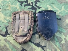 2007 Army Military Surplus Entrenching E Tool Shovel & Multicam Pouch Carrier GI