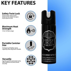 4 Police Magnum pepper spray 3 ounce GID Twist Lock Stream Defense Security
