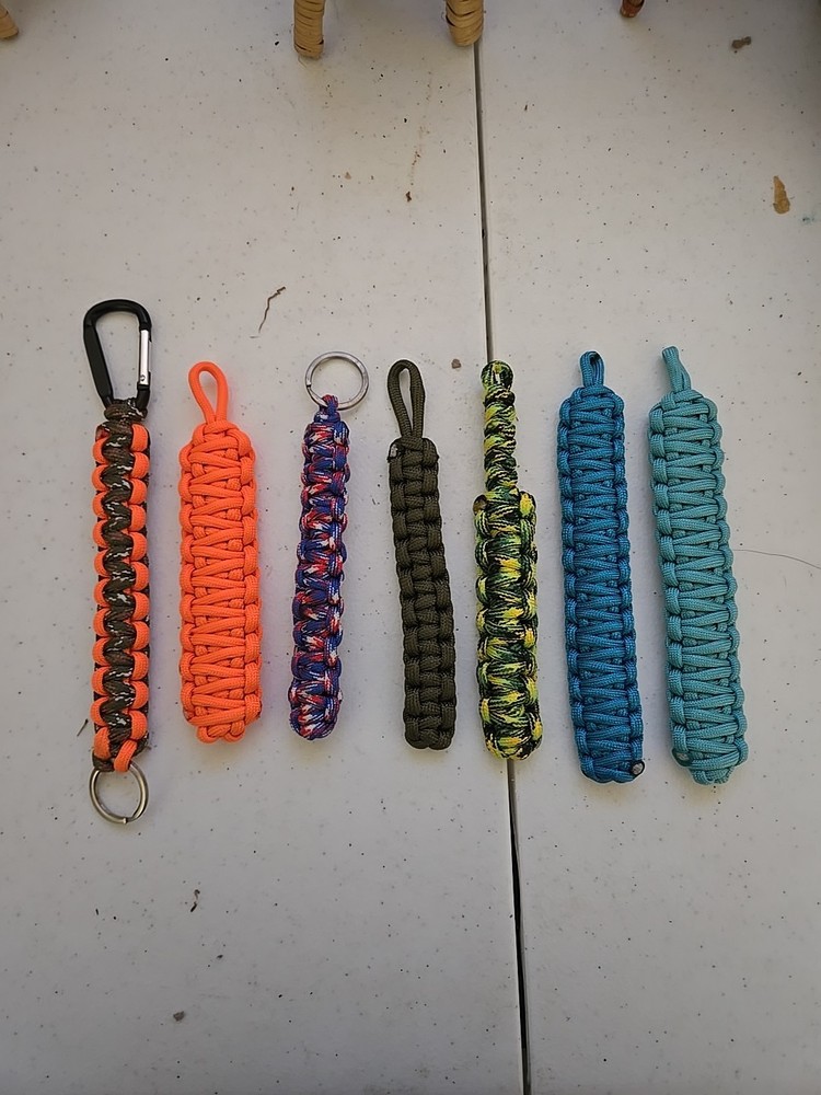 Lot Of 6 Handmade 550 Paracord King Cobra Woven Keychain Lanyards