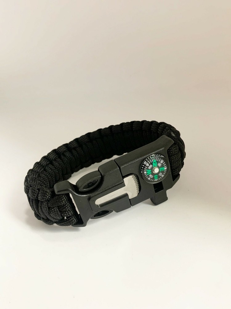 Paracord Outdoor/Hiking Survival Bracelet With Compass Snap Clasp Unisex 7.5″