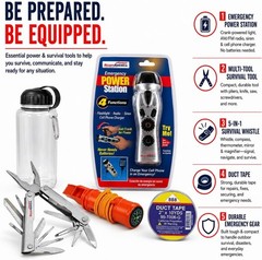 72 Hour Emergency Kit for 2 People Backpack First Aid Food Water Power Station