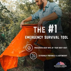 MODERN NEEDS Emergency Sleeping Bag Survival – Thermal Blanket & 1, Orange