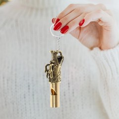 Brass Dragon Whistles Dragon Head Keychian Portable Emergency and Signal Whis…