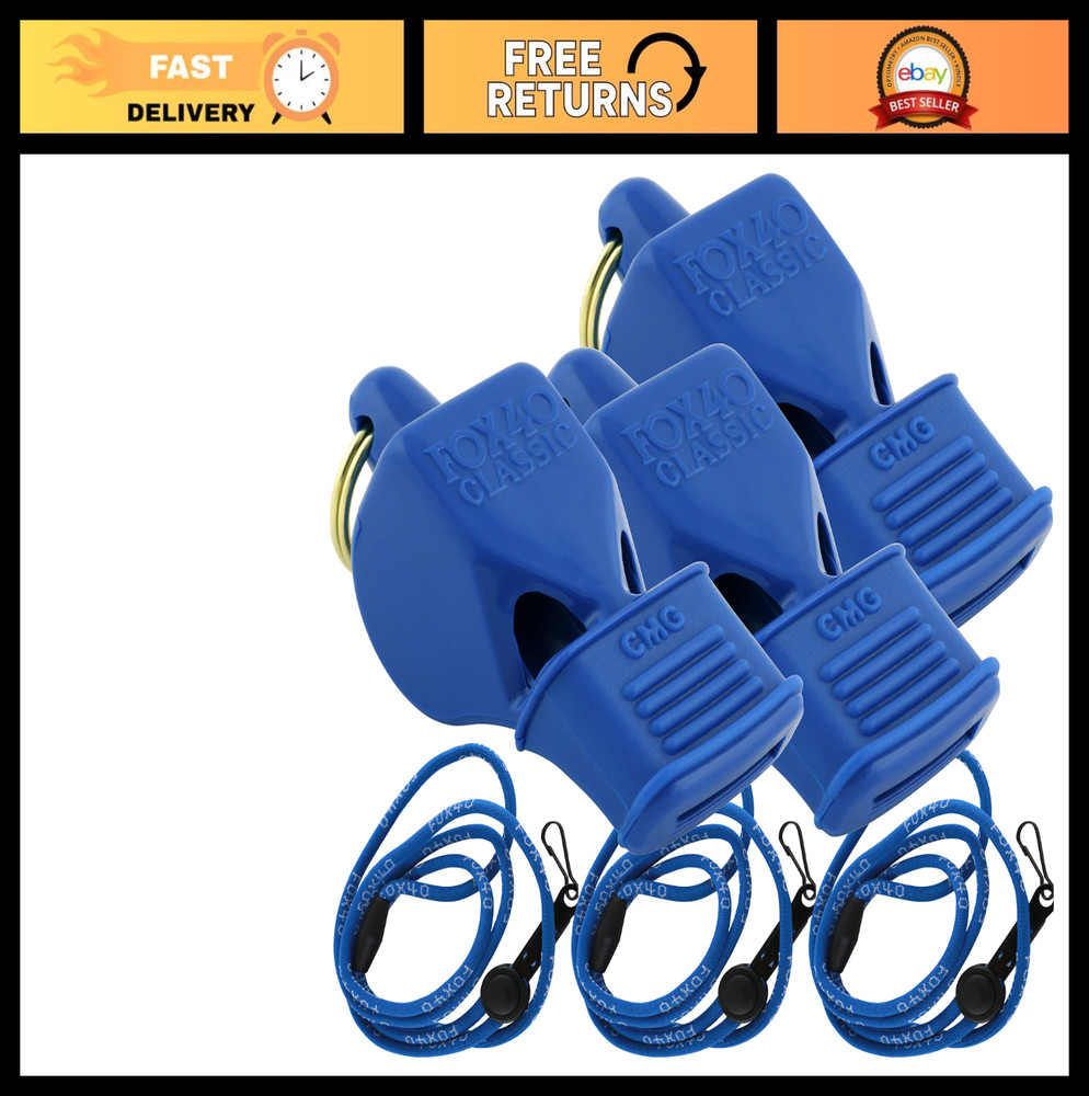 Classic CMG Whistle Set with Breakaway Lanyard – 3 Pack for Sports & Safety