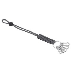 11″ Paracord KeyChain with Clasps Adjustable Braided Lanyard Gray