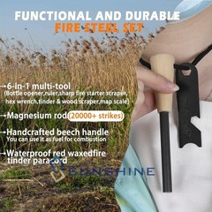 Fire Starter Flint Steel Striker Survival Kit Ferro Rod Camping Outdoor Tool