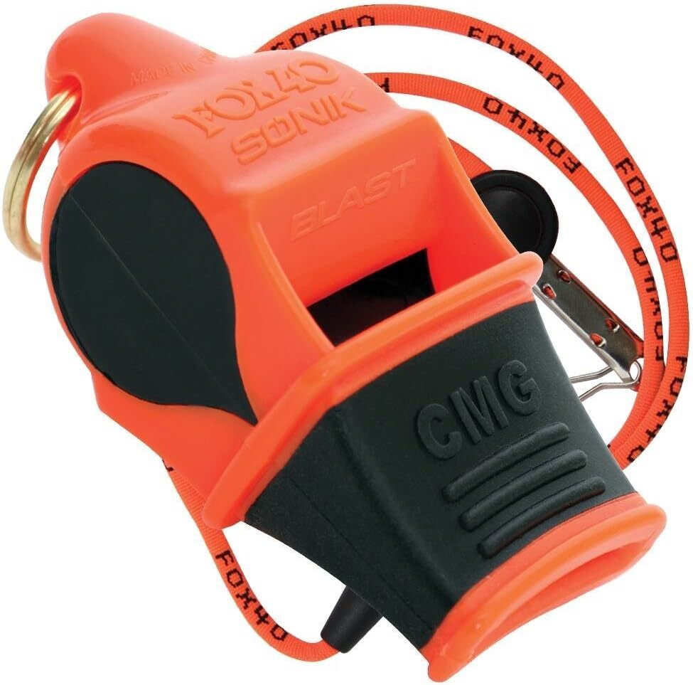 Fox 40 Sonik Blast CMG Safety Whistle, Lanyard, 120+ dB, Orange