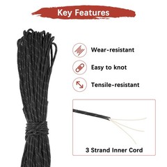 2PCS 2 mm 66FT Reflective Camping Paracord 3 Strands, Black, Sapphire Blue