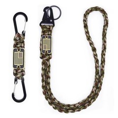 Heavy Duty Paracord Lanyard Keychain, Braided Parachute Army Green Camo(l1+s2)
