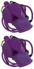 Fox 40 Classic CMG Safety 3-Chamber Pealess Whistle + Lanyard, Purple (2-Pack)