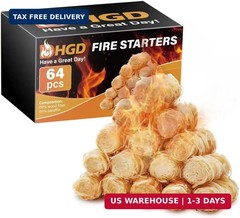 HGD Natural Fire Starters (64 Pcs) – Waterproof & Odorless Charcoal Starters for