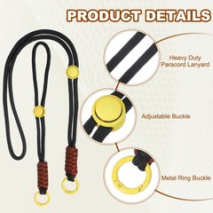 1Set Heavy Duty Paracord Keychain Lanyard for Keys , Black/Yellow/Coffee