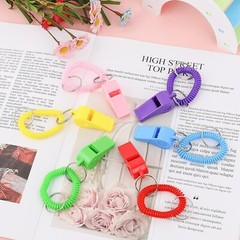 6 PCS Plastic Whistles Sport Whistles With Bracelet Loud Crisp Sound Whistles