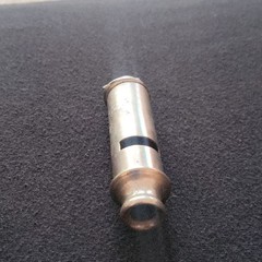 Silver, Worn Safety Metal Whistle with Keyring