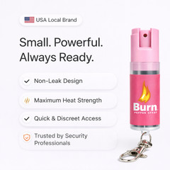 2 PACK BURN Pepper Spray Keychain 1/2oz Women Self Defense Security Pink