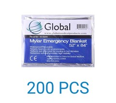 200 PACK • Emergency Solar Blanket Survival Safety Insulating Mylar Thermal Heat
