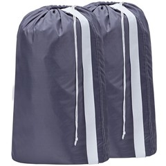 HOMEST 2 Pack XL Nylon Laundry Bag with Strap, Large 2pack, (2 pack) Grey