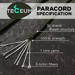 Teceum Paracord Type Iii 550 Army Green 100 Ft 4Mm Tactical Rope Mil-Spec